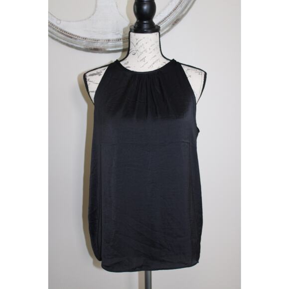 Sleeveless Pleated Neck Blouse – Black – Size M - Picture 1 of 4